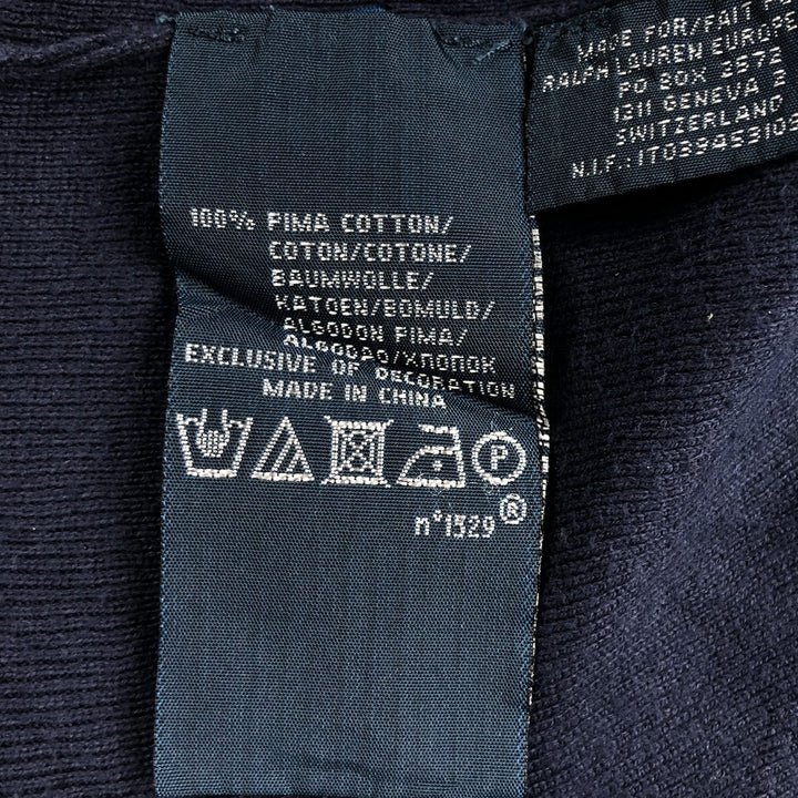 Ralph Lauren POLO by Ralph Lauren V-neck cotton knit sweater, men's size S Pima Cotton navy blue type Vintage Second Hand