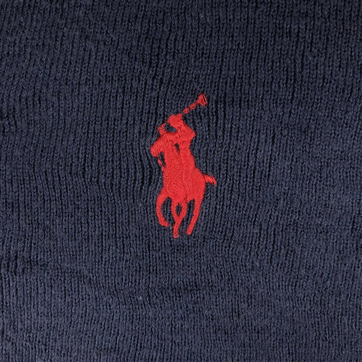 Ralph Lauren POLO by Ralph Lauren V-neck cotton knit sweater, men's size S Pima Cotton navy blue type Vintage Second Hand