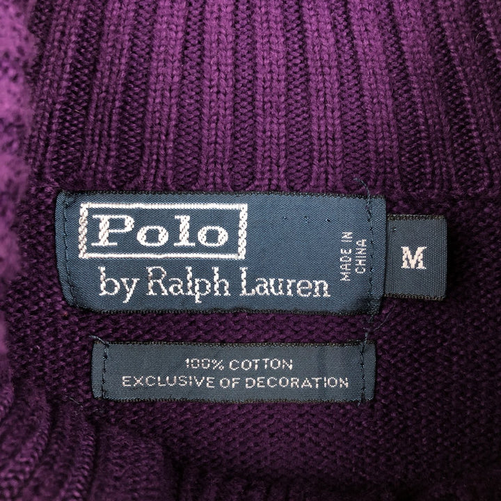 Ralph Lauren POLO by Ralph Lauren Cotton Knit Half Button Sweater Men's M cotton purple type Vintage Second Hand