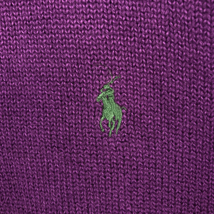 Ralph Lauren POLO by Ralph Lauren Cotton Knit Half Button Sweater Men's M cotton purple type Vintage Second Hand