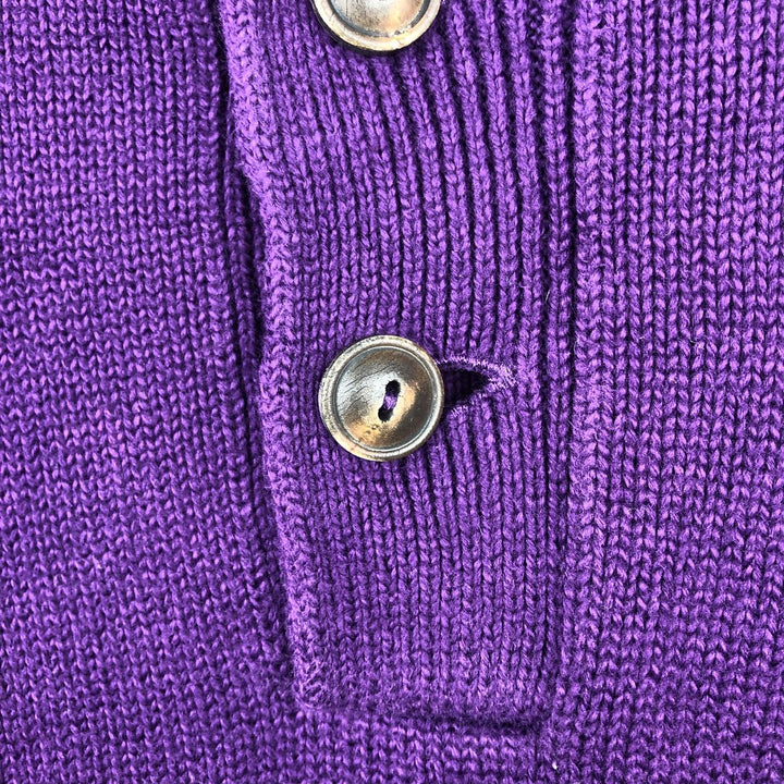 Ralph Lauren POLO by Ralph Lauren Cotton Knit Half Button Sweater Men's M cotton purple type Vintage Second Hand