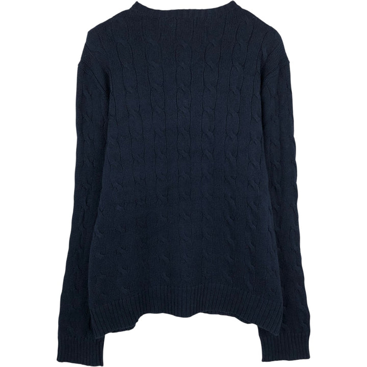 Ralph Lauren POLO RALPH LAUREN Cable knit cotton sweater Men's XL size cotton navy blue type Vintage Second Hand