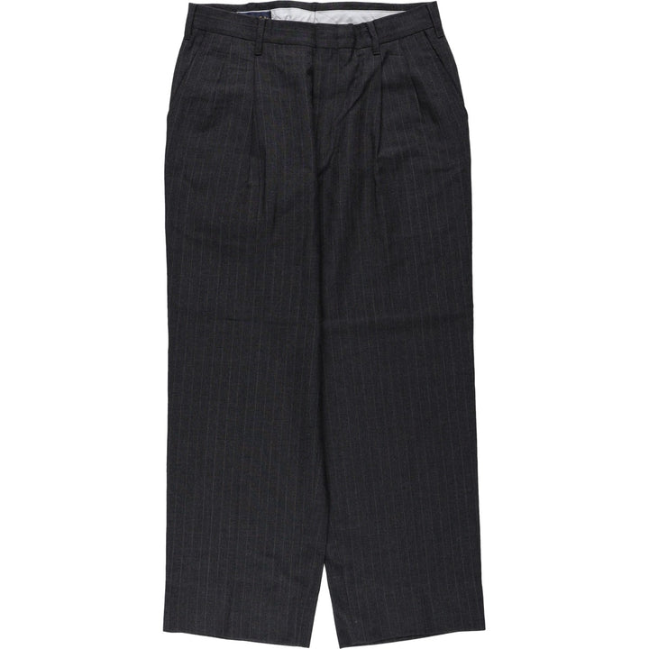 ~1980'S HEISMAN TROPHY COLLECTION Stripe Pattern Two-Pleat Slacks Pants Men's W30 (approx.) Vintage unclear Charcoal Vintage Second Hand