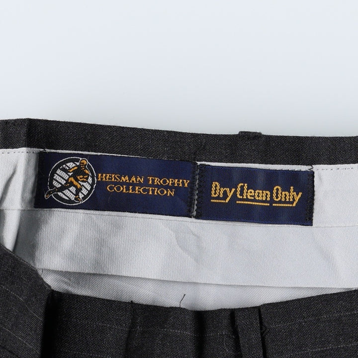 ~1980'S HEISMAN TROPHY COLLECTION Stripe Pattern Two-Pleat Slacks Pants Men's W30 (approx.) Vintage unclear Charcoal Vintage Second Hand