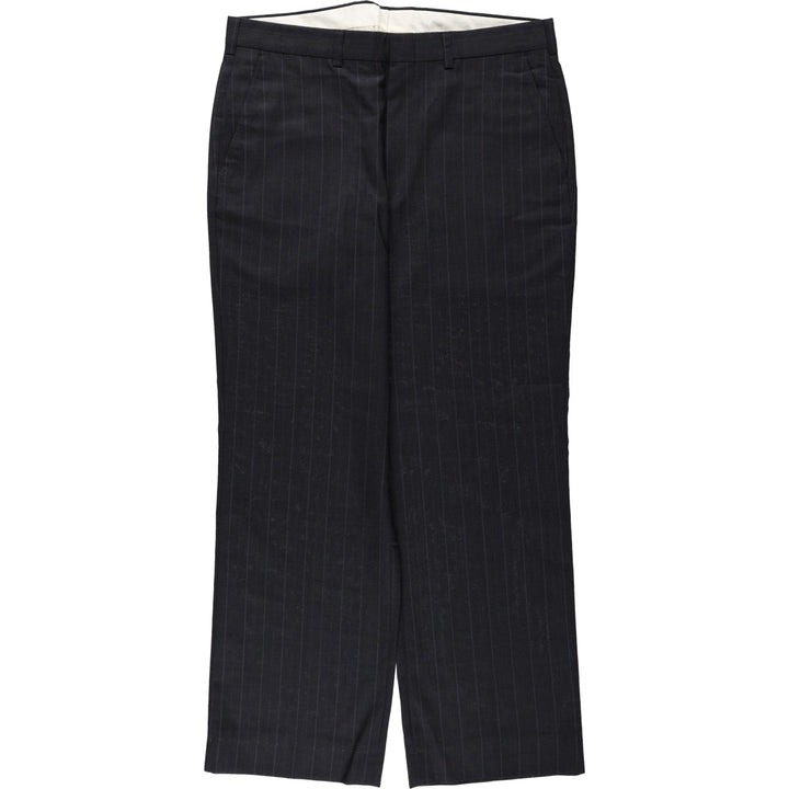 TOWN CRAFT CUSTOM FIT SUITS Stripe Pattern Poly x Wool Pants Slacks Men's W34 (approx.) polyester Charcoal Vintage Second Hand