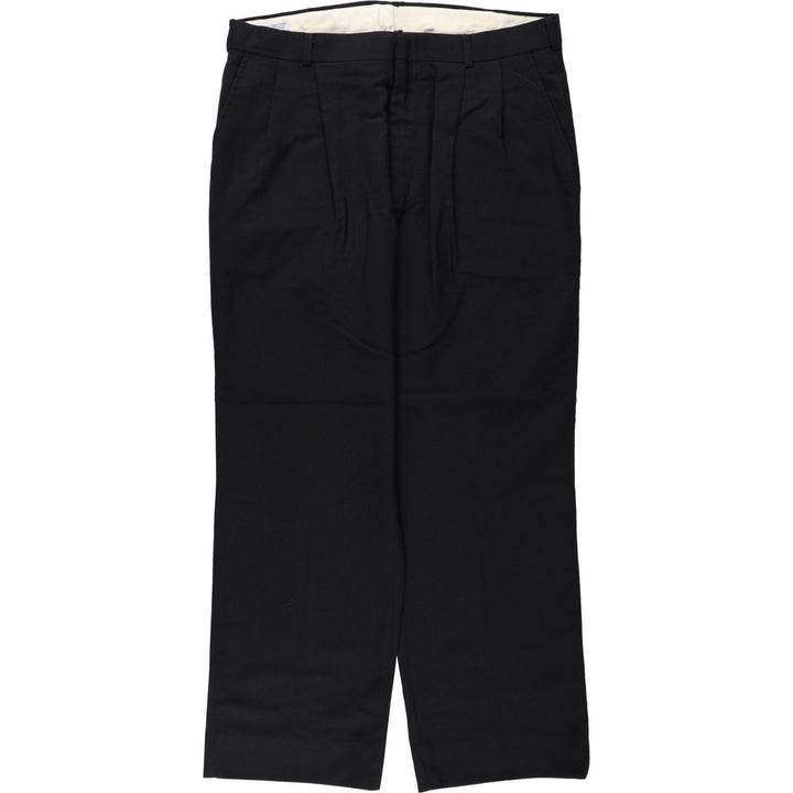 70s-80'S HIGGINS Two-Pleat Slacks Pants, Made in USA, Men's W35 (approx.), Vintage unclear black type Vintage Second Hand