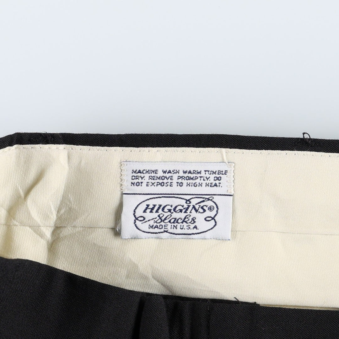 70s-80'S HIGGINS Two-Pleat Slacks Pants, Made in USA, Men's W35 (approx.), Vintage unclear black type Vintage Second Hand