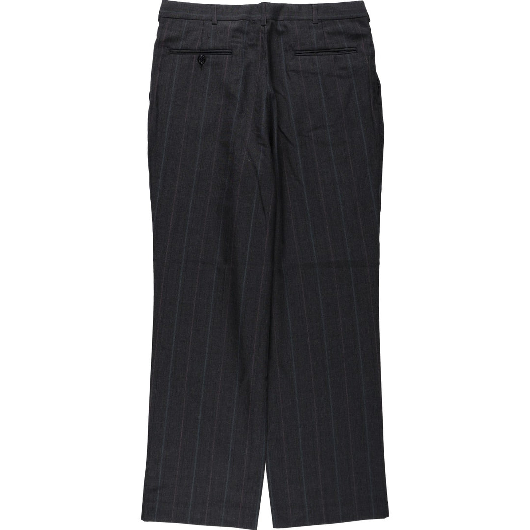 TOWN CRAFT CUSTOM FIT SUITS Stripe Pattern Two-Pleat Slacks Pants Made in USA Men's W34 (approx.) polyester Charcoal Vintage Second Hand