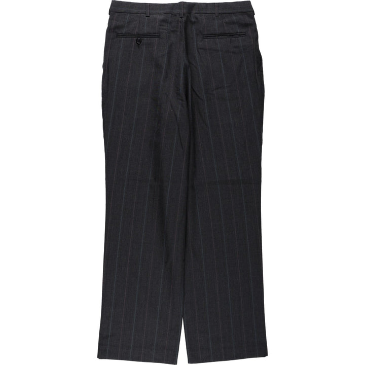 TOWN CRAFT CUSTOM FIT SUITS Stripe Pattern Two-Pleat Slacks Pants Made in USA Men's W34 (approx.) polyester Charcoal Vintage Second Hand