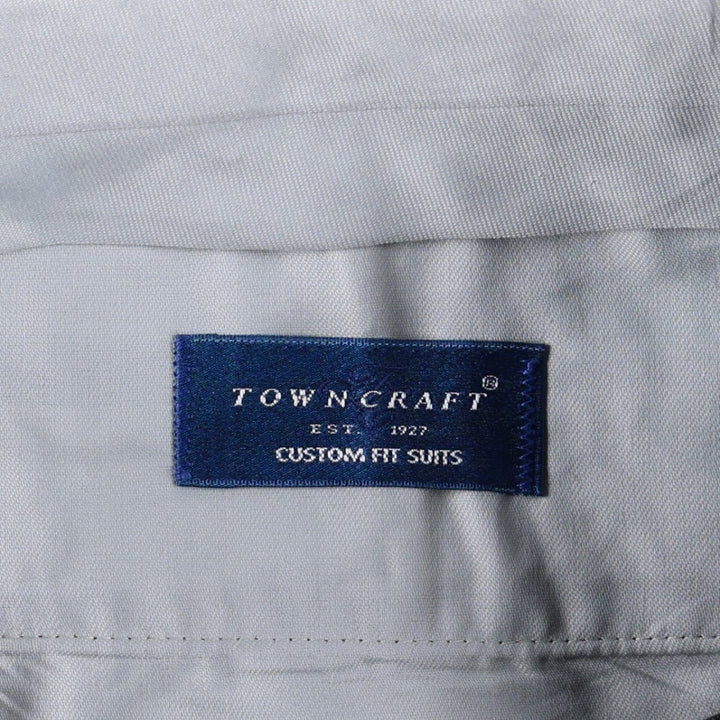 TOWN CRAFT CUSTOM FIT SUITS Stripe Pattern Two-Pleat Slacks Pants Made in USA Men's W34 (approx.) polyester Charcoal Vintage Second Hand