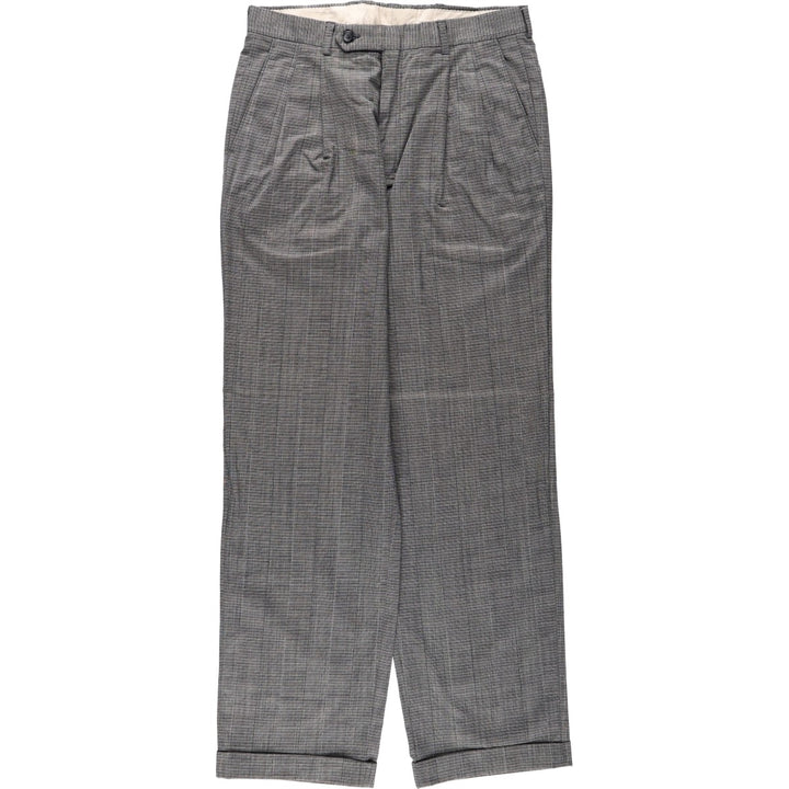 ~1980'S Check Pattern Two-Pleat Slacks Pants Men's W32 (approx.) Vintage unclear gray type Vintage Second Hand