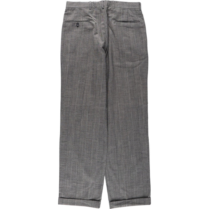 ~1980'S Check Pattern Two-Pleat Slacks Pants Men's W32 (approx.) Vintage unclear gray type Vintage Second Hand