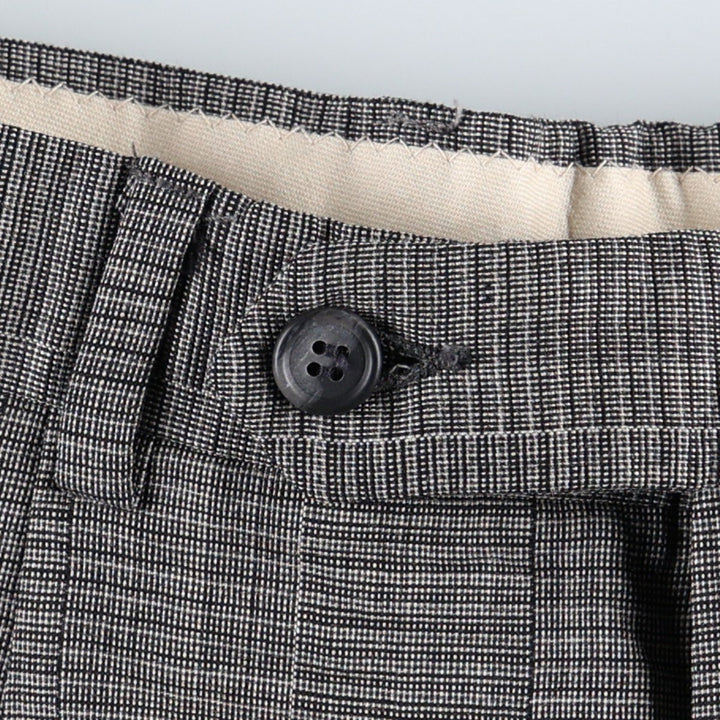 ~1980'S Check Pattern Two-Pleat Slacks Pants Men's W32 (approx.) Vintage unclear gray type Vintage Second Hand