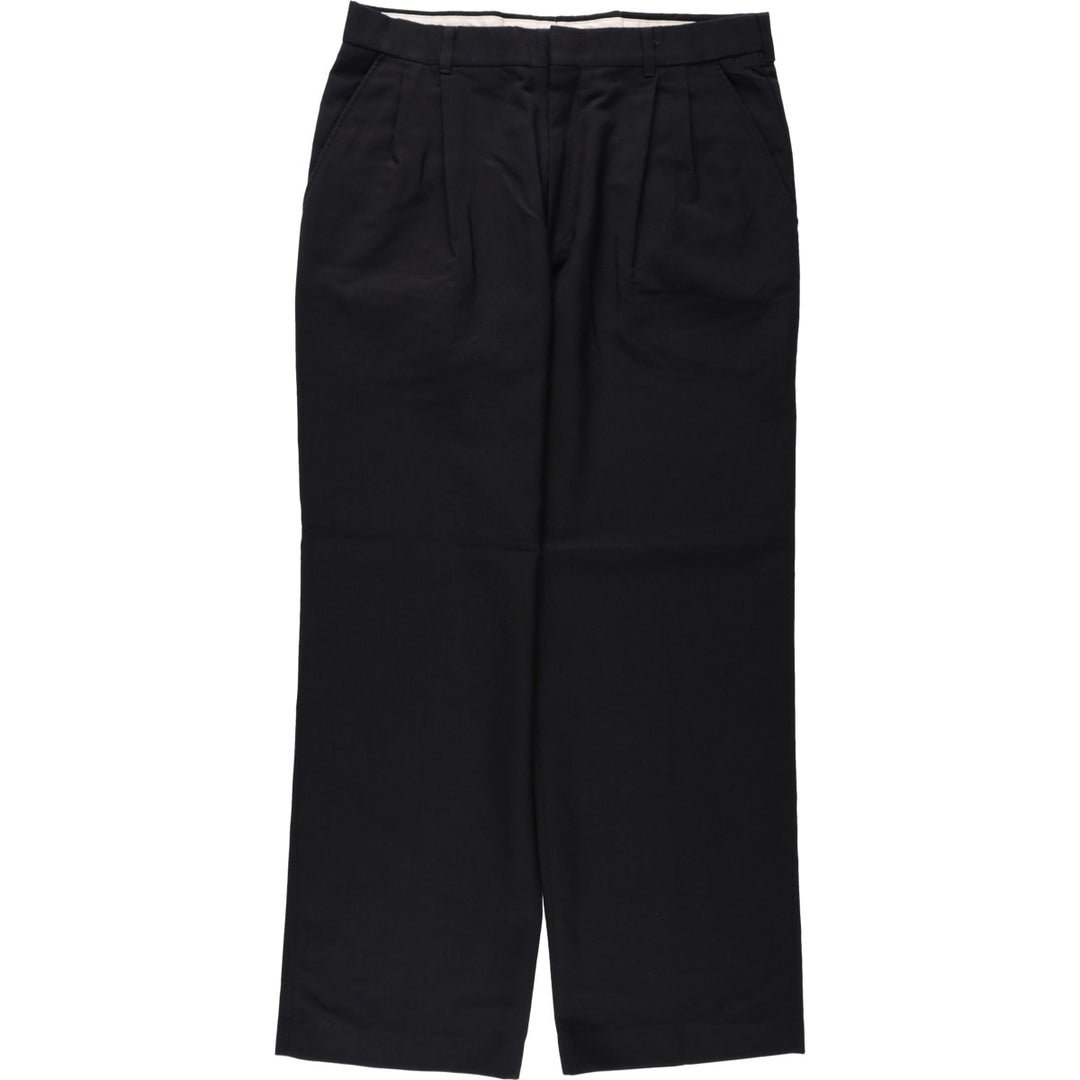 TOWN CRAFT Two-Pleat Slacks Pants, Made in USA, Men's W33 (approx.), Vintage polyester black type Vintage Second Hand