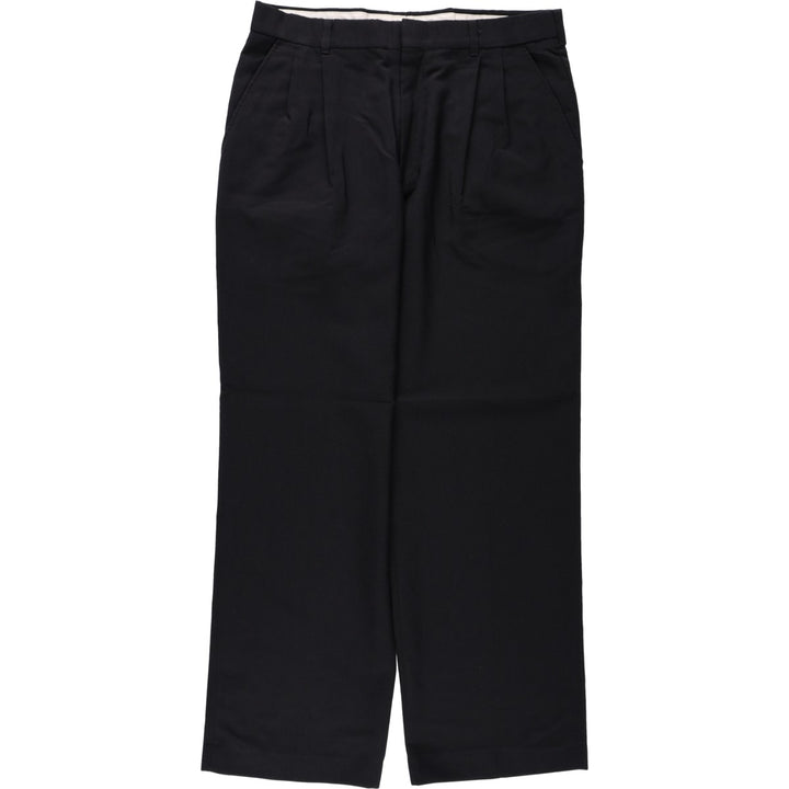 TOWN CRAFT Two-Pleat Slacks Pants, Made in USA, Men's W33 (approx.), Vintage polyester black type Vintage Second Hand