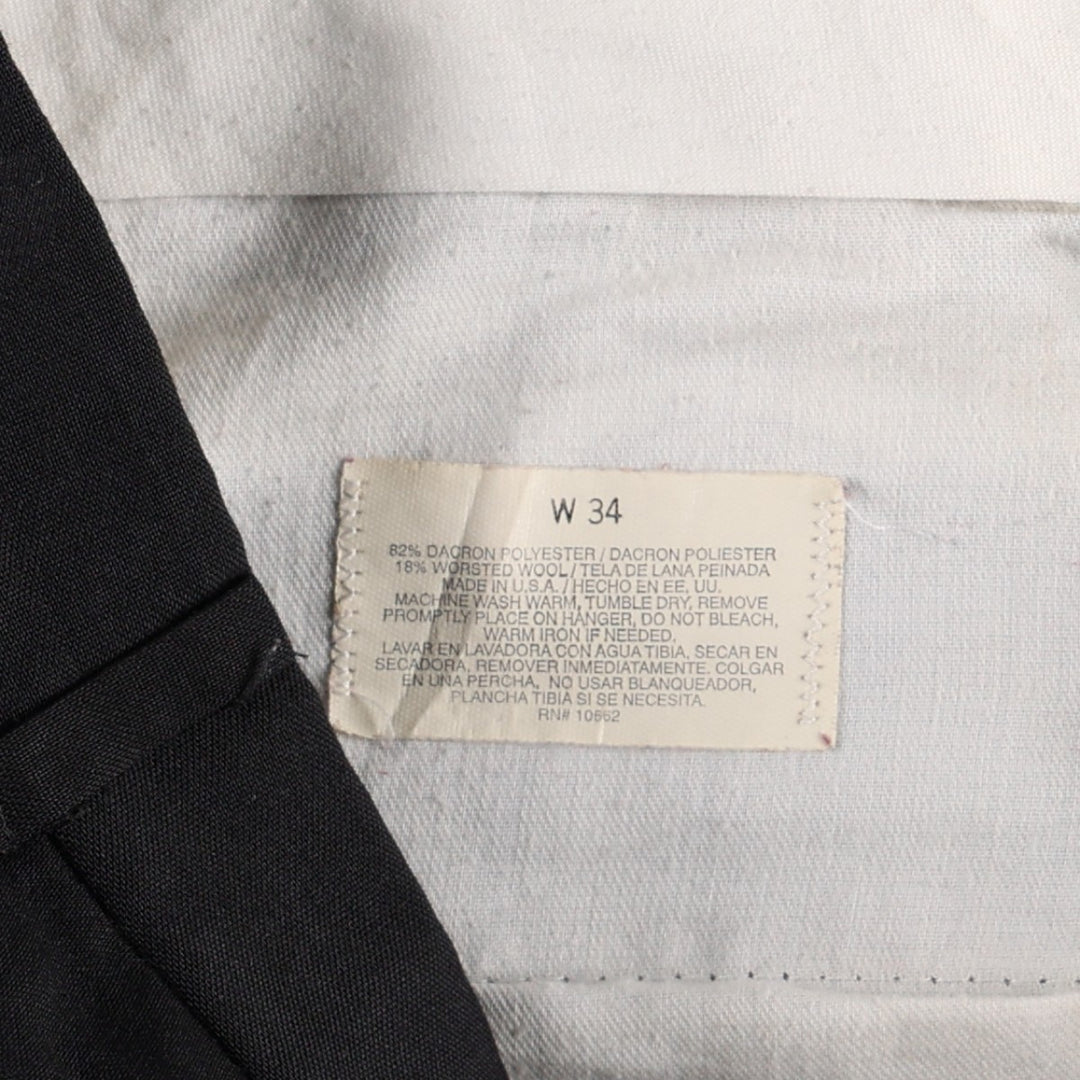 TOWN CRAFT Two-Pleat Slacks Pants, Made in USA, Men's W33 (approx.), Vintage polyester black type Vintage Second Hand