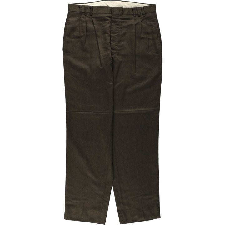 ~90'S Three-pleat slacks pants, men's size W32 equivalent, vintage. unclear Green type dark green Vintage Second Hand