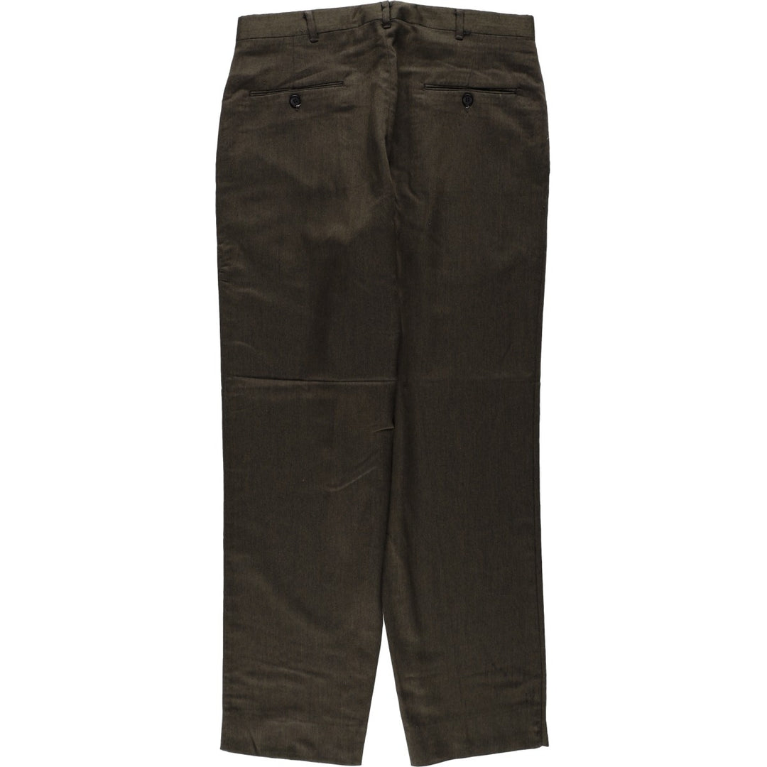 ~90'S Three-pleat slacks pants, men's size W32 equivalent, vintage. unclear Green type dark green Vintage Second Hand