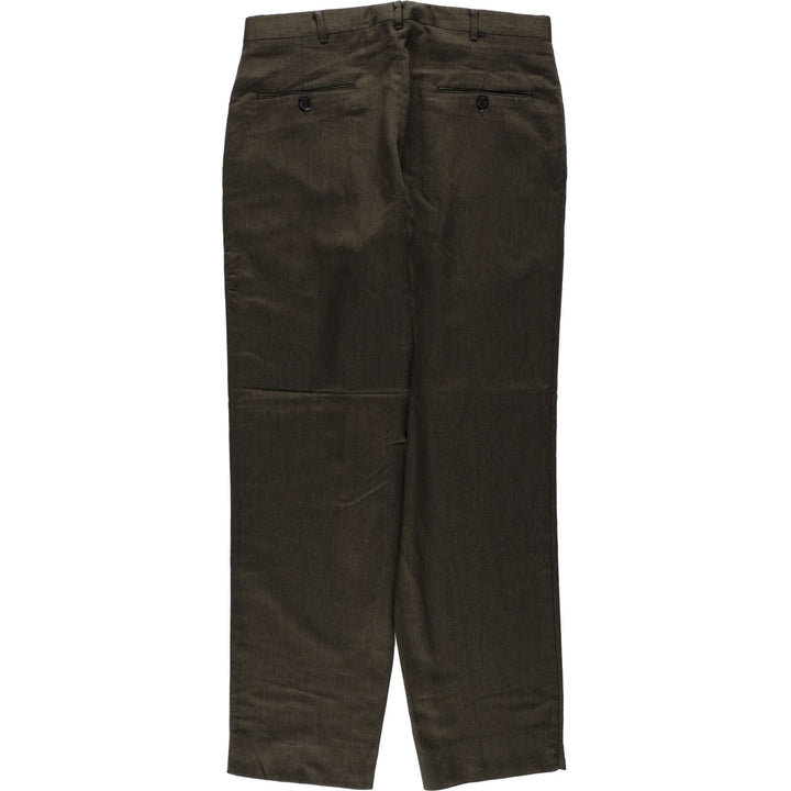 ~90'S Three-pleat slacks pants, men's size W32 equivalent, vintage. unclear Green type dark green Vintage Second Hand