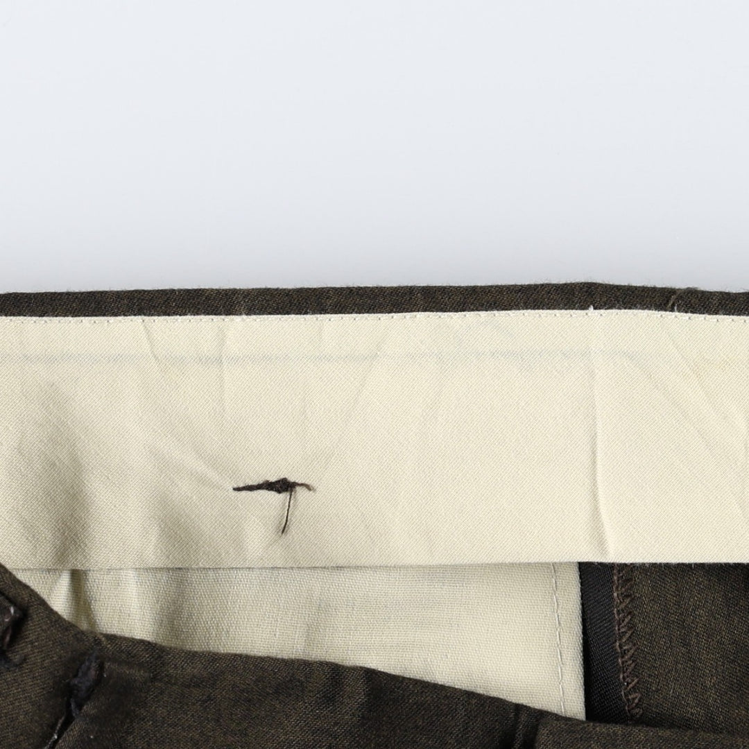 ~90'S Three-pleat slacks pants, men's size W32 equivalent, vintage. unclear Green type dark green Vintage Second Hand