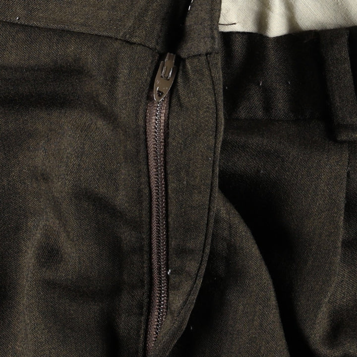 ~90'S Three-pleat slacks pants, men's size W32 equivalent, vintage. unclear Green type dark green Vintage Second Hand
