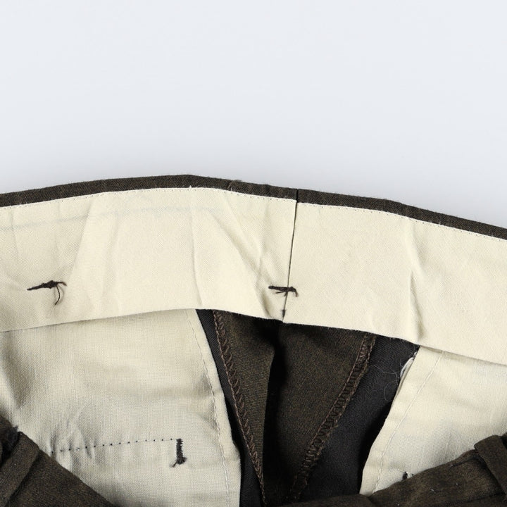 ~90'S Three-pleat slacks pants, men's size W32 equivalent, vintage. unclear Green type dark green Vintage Second Hand