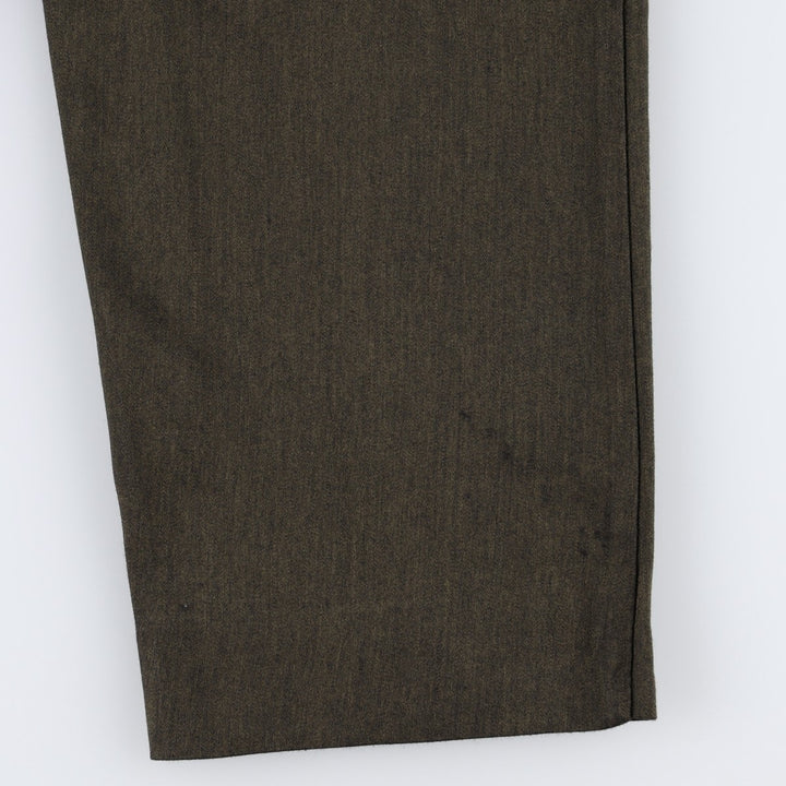 ~90'S Three-pleat slacks pants, men's size W32 equivalent, vintage. unclear Green type dark green Vintage Second Hand