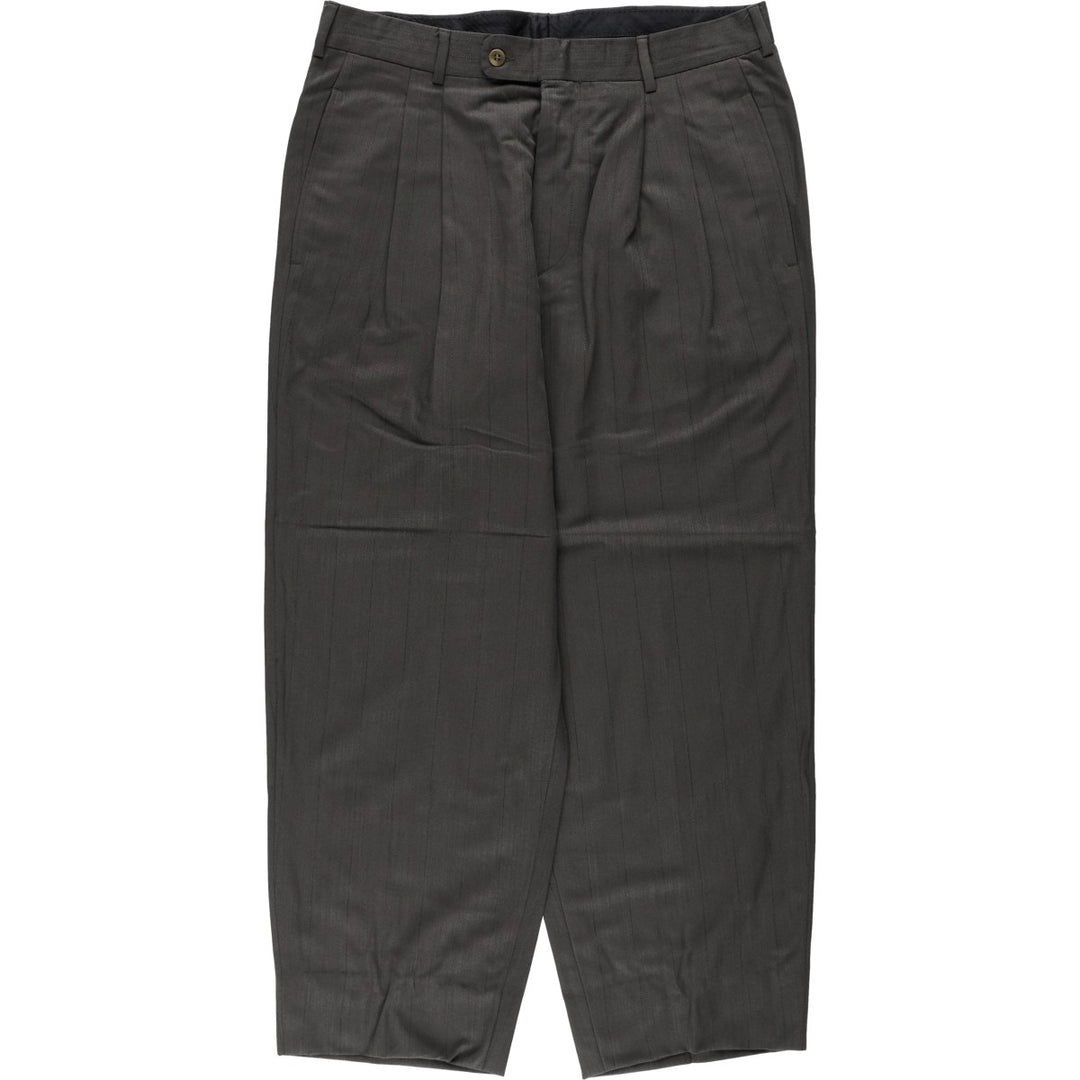 Two-pleat wool trousers, German-made, men's size W35 (approx.), vintage. wool Khaki type Vintage Second Hand