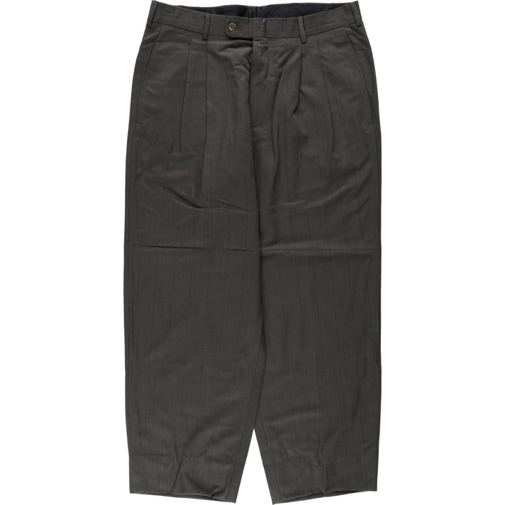 Two-pleat wool trousers, German-made, men's size W35 (approx.), vintage. wool Khaki type Vintage Second Hand