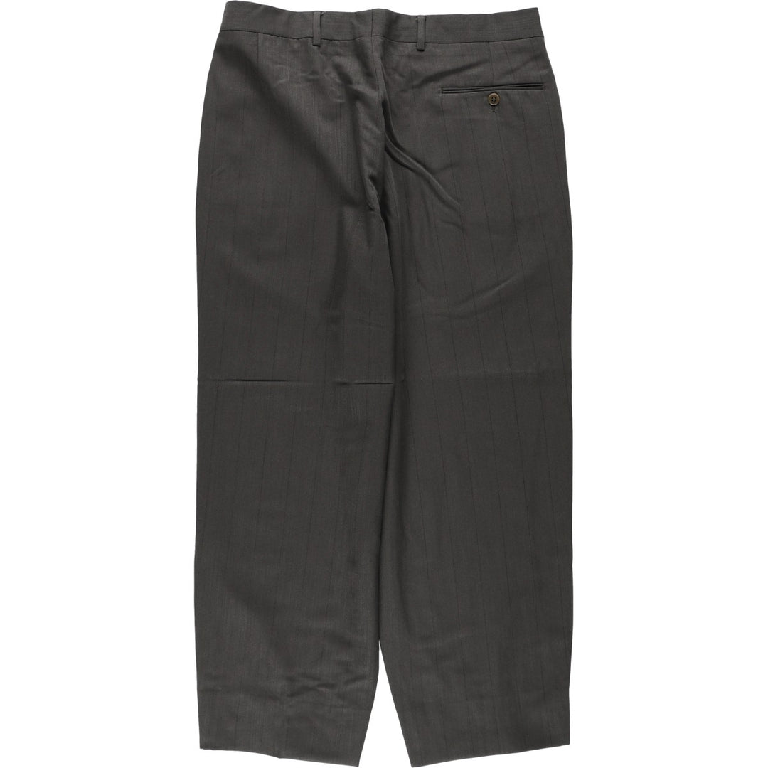 Two-pleat wool trousers, German-made, men's size W35 (approx.), vintage. wool Khaki type Vintage Second Hand