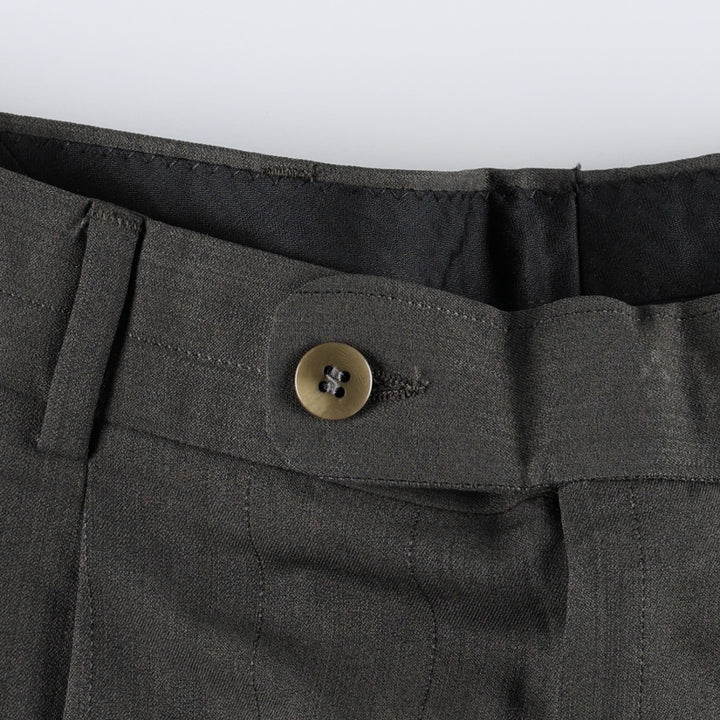 Two-pleat wool trousers, German-made, men's size W35 (approx.), vintage. wool Khaki type Vintage Second Hand