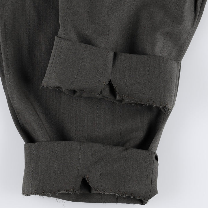 Two-pleat wool trousers, German-made, men's size W35 (approx.), vintage. wool Khaki type Vintage Second Hand