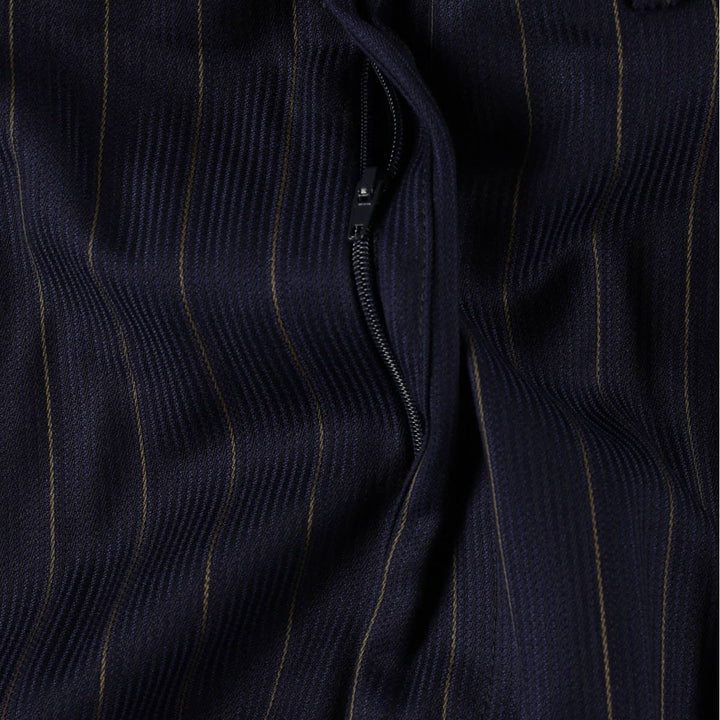 EXTREMA by ZANETTI Stripe Pattern Multi-Stripe Three-Pleat Slacks Pants, Made in Italy, Men's Size W33 (approx.) unclear navy blue type Vintage Second Hand
