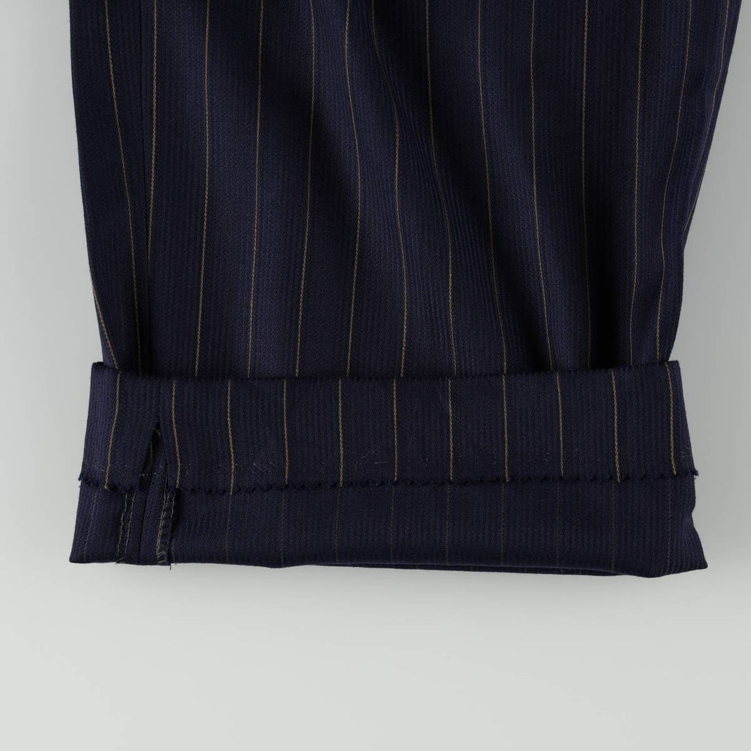EXTREMA by ZANETTI Stripe Pattern Multi-Stripe Three-Pleat Slacks Pants, Made in Italy, Men's Size W33 (approx.) unclear navy blue type Vintage Second Hand