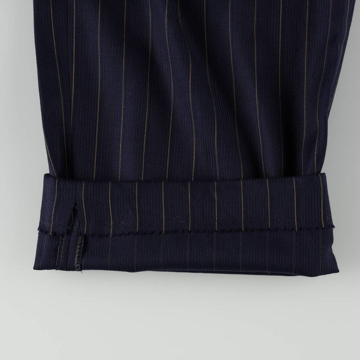 EXTREMA by ZANETTI Stripe Pattern Multi-Stripe Three-Pleat Slacks Pants, Made in Italy, Men's Size W33 (approx.) unclear navy blue type Vintage Second Hand