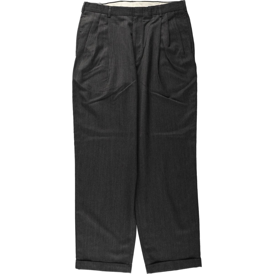 SLATES Three-Pleat Slacks Pants, Men's Size W34 (approx.) unclear Charcoal Vintage Second Hand