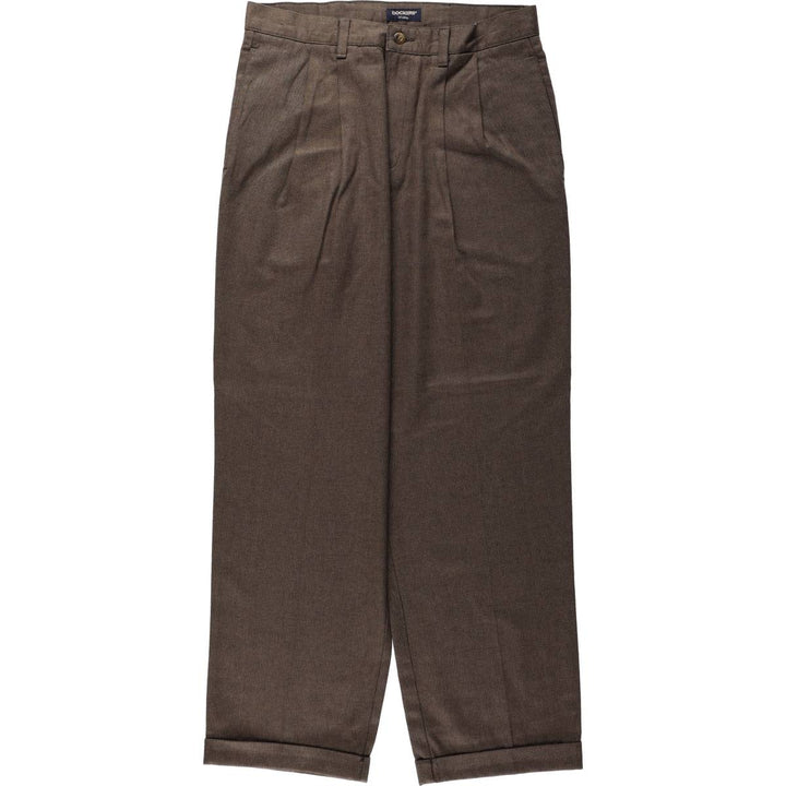 90'S Dockers Khakis all-over print two-pleat cotton slacks pants, men's size W31 (approx.), vintage. cotton walnut Vintage Second Hand