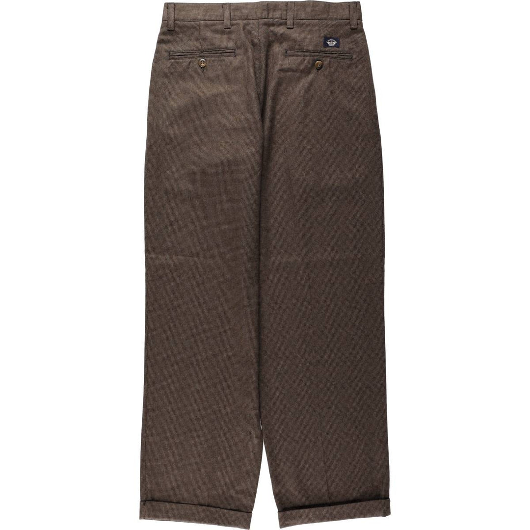90'S Dockers Khakis all-over print two-pleat cotton slacks pants, men's size W31 (approx.), vintage. cotton walnut Vintage Second Hand