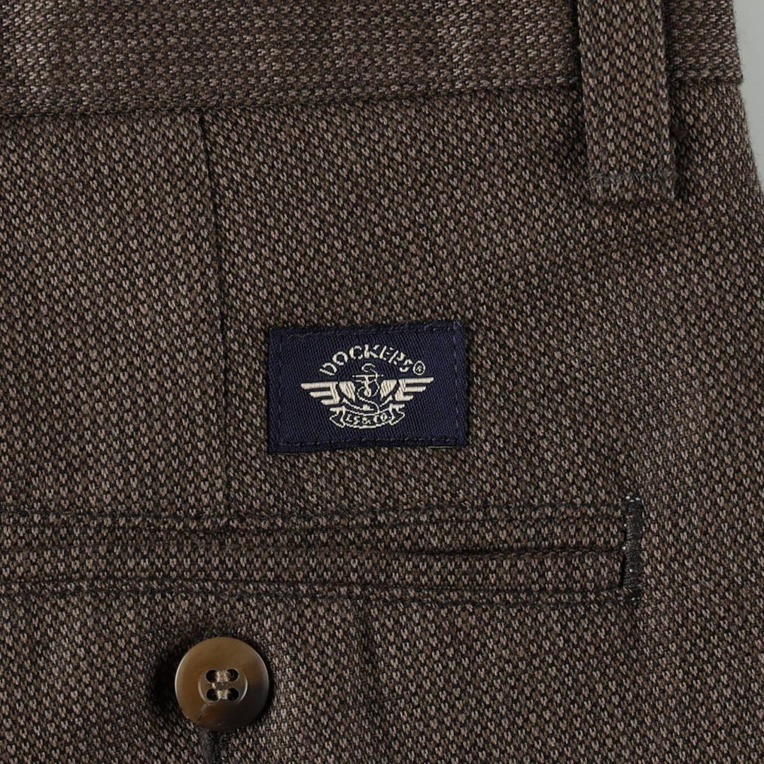 90'S Dockers Khakis all-over print two-pleat cotton slacks pants, men's size W31 (approx.), vintage. cotton walnut Vintage Second Hand