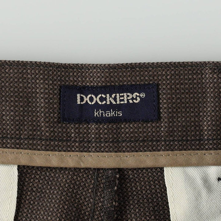 90'S Dockers Khakis all-over print two-pleat cotton slacks pants, men's size W31 (approx.), vintage. cotton walnut Vintage Second Hand
