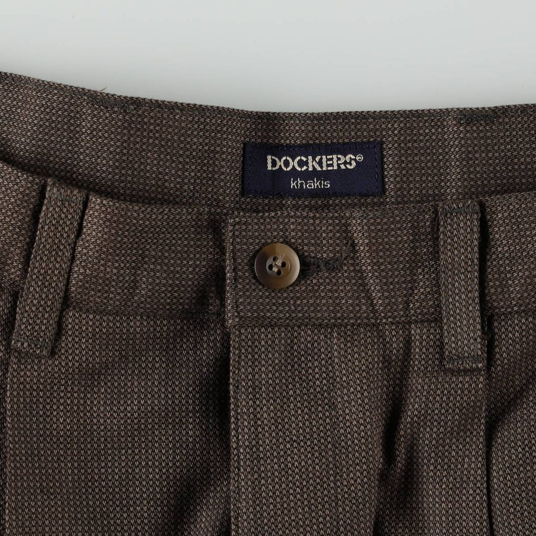90'S Dockers Khakis all-over print two-pleat cotton slacks pants, men's size W31 (approx.), vintage. cotton walnut Vintage Second Hand
