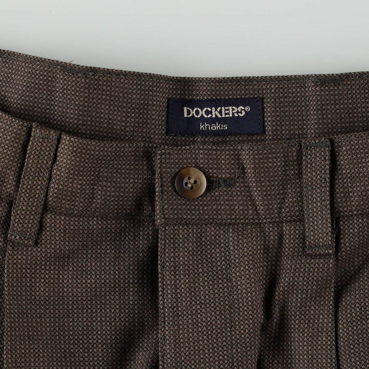 90'S Dockers Khakis all-over print two-pleat cotton slacks pants, men's size W31 (approx.), vintage. cotton walnut Vintage Second Hand