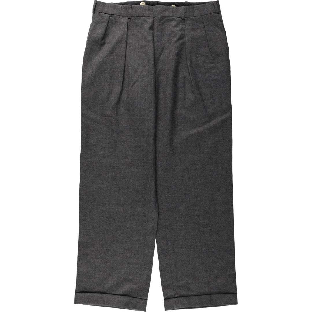 ~90'S style two-pleat slacks pants, men's size W33 equivalent unclear gray type Vintage Second Hand