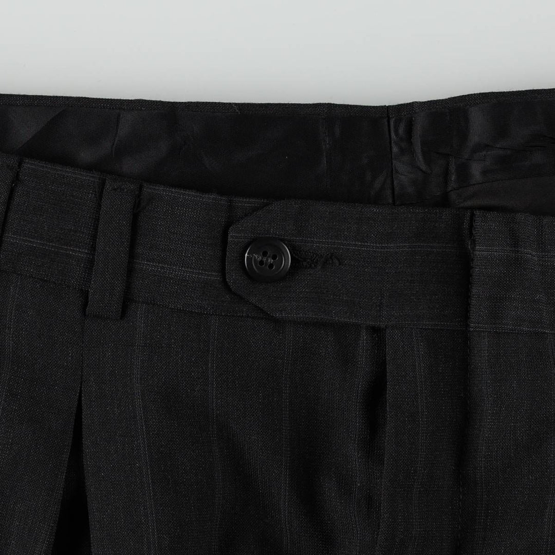 ~90'S Stripe Pattern Two-pleat Slacks Pants Men's W34 Vintage unclear black type Vintage Second Hand