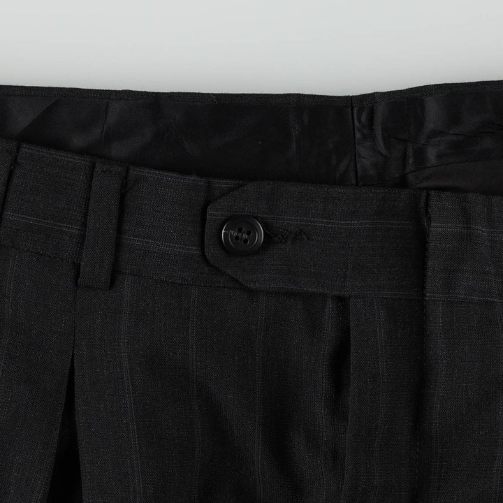 ~90'S Stripe Pattern Two-pleat Slacks Pants Men's W34 Vintage unclear black type Vintage Second Hand