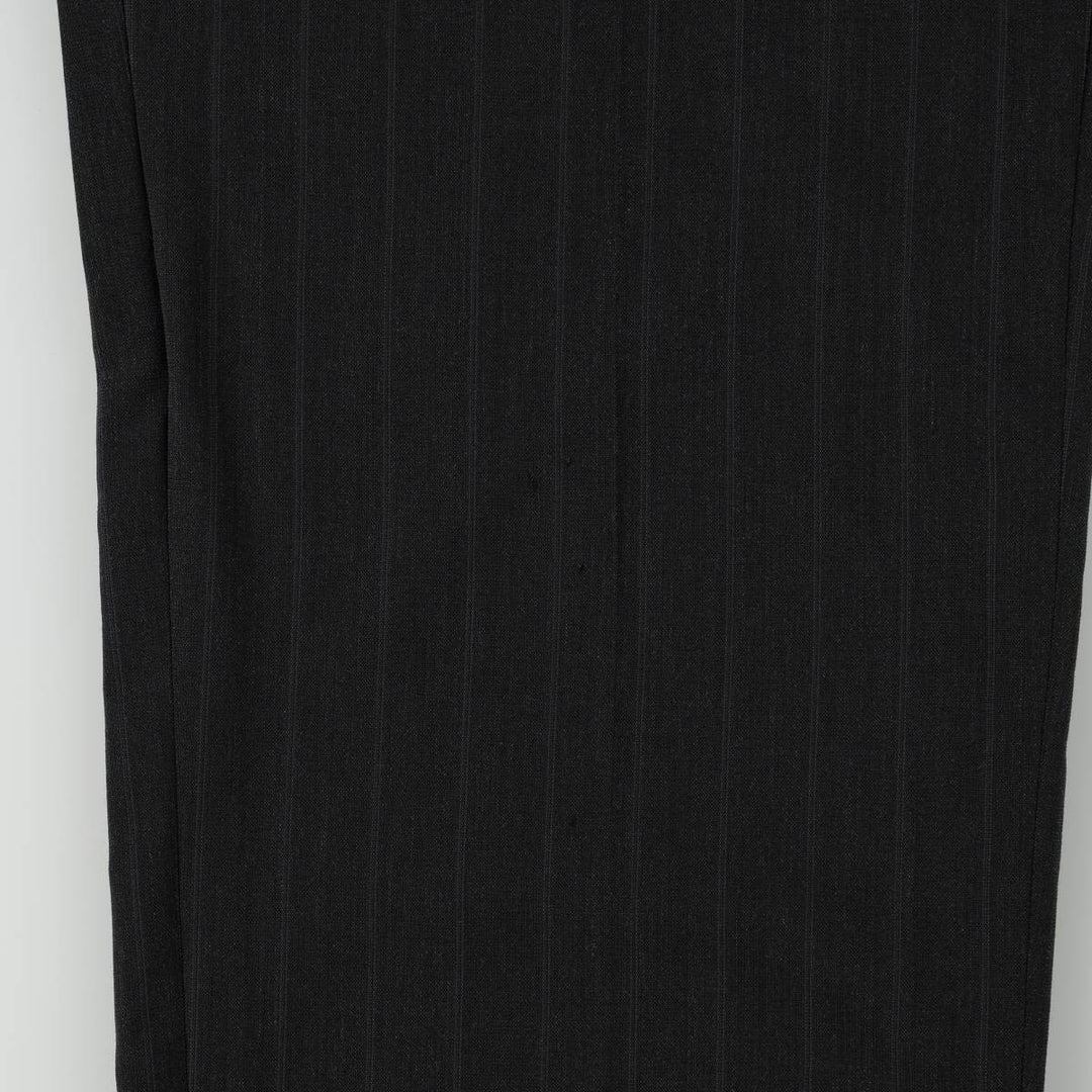 ~90'S Stripe Pattern Two-pleat Slacks Pants Men's W34 Vintage unclear black type Vintage Second Hand