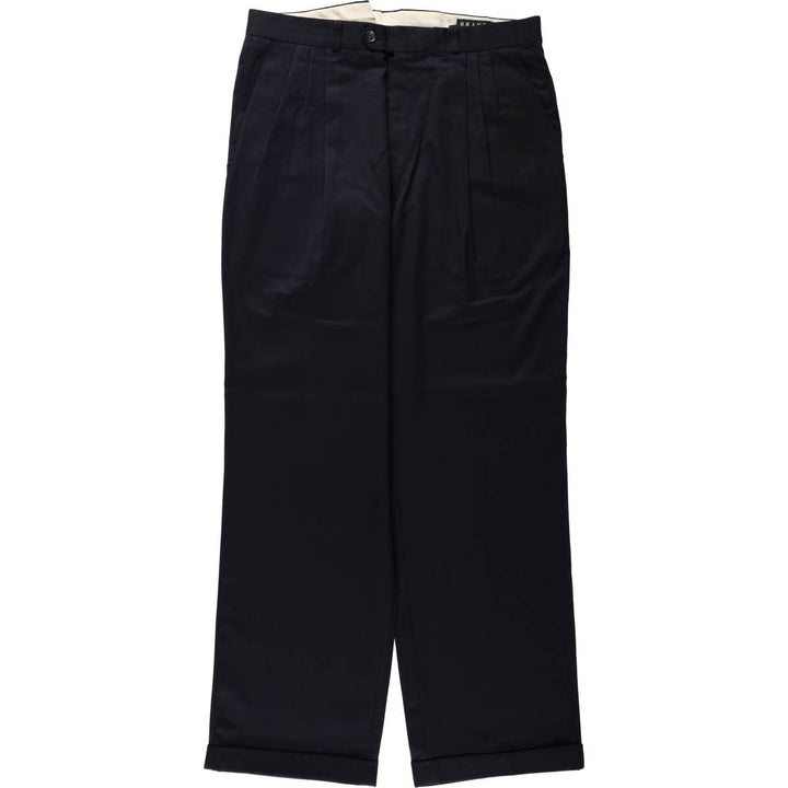 BRANDINI Three-Pleat Wool Trousers/Slacks, Made in Canada, Men's W35 (approx.) wool navy blue type Vintage Second Hand