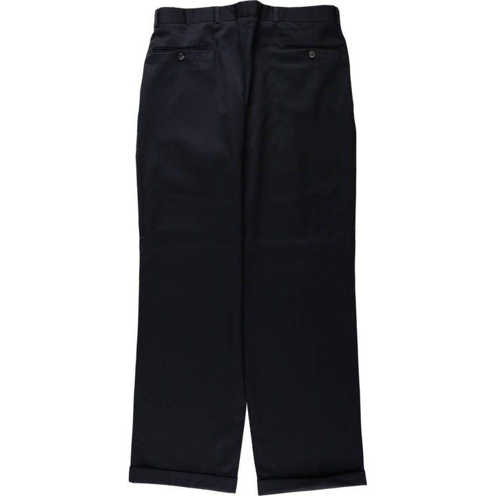 BRANDINI Three-Pleat Wool Trousers/Slacks, Made in Canada, Men's W35 (approx.) wool navy blue type Vintage Second Hand