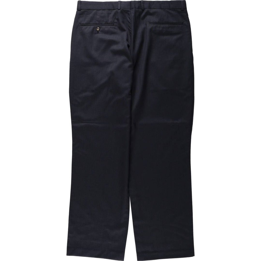 Signature Series Stripe Pattern Two-Pleat Wool Trousers/Slacks, Made in Canada, Men's W35 (approx.) wool navy blue type Vintage Second Hand