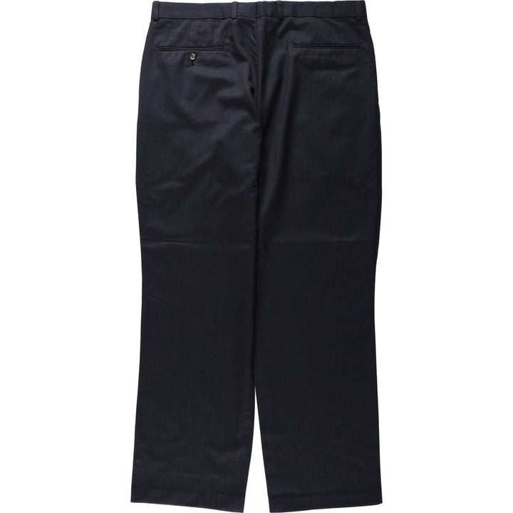 Signature Series Stripe Pattern Two-Pleat Wool Trousers/Slacks, Made in Canada, Men's W35 (approx.) wool navy blue type Vintage Second Hand